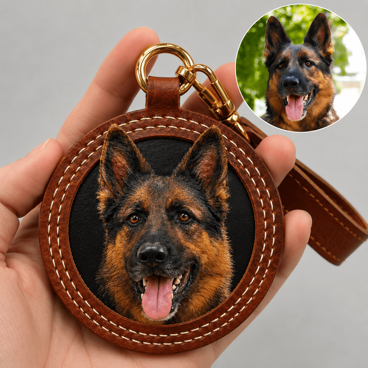 Custom Pet Portrait Leather Keychain – Memorial Gift - Image 6