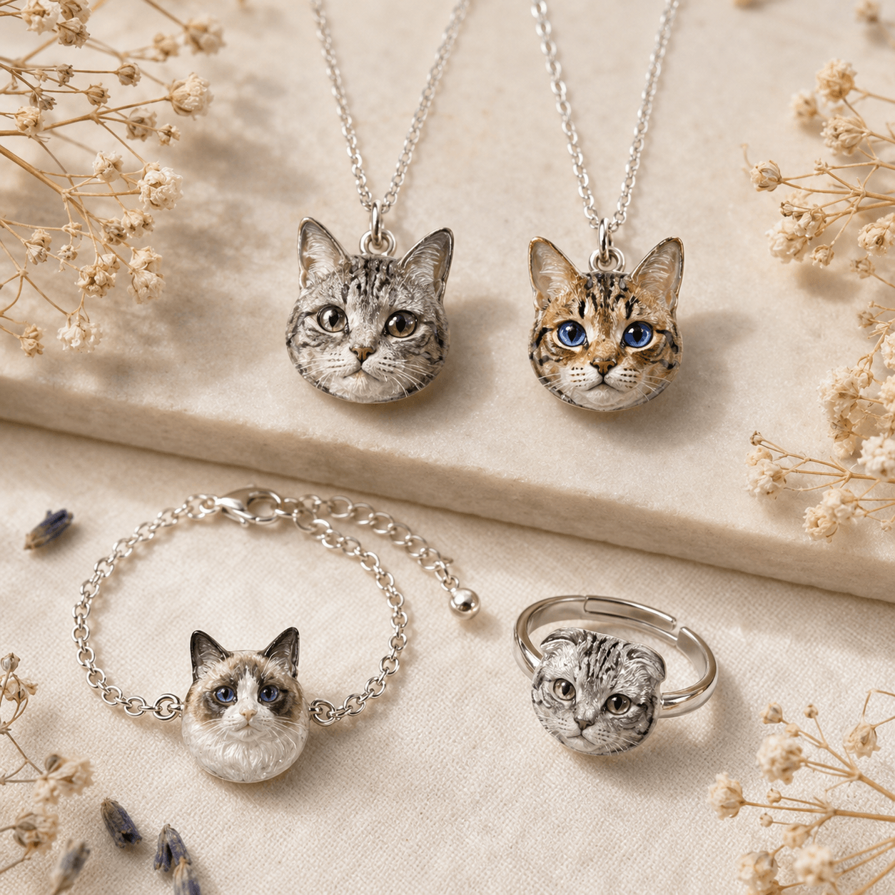 Custom Cat Portrait Necklace from Photo – Handmade Personalized Pet Jewelry Gift - Image 9