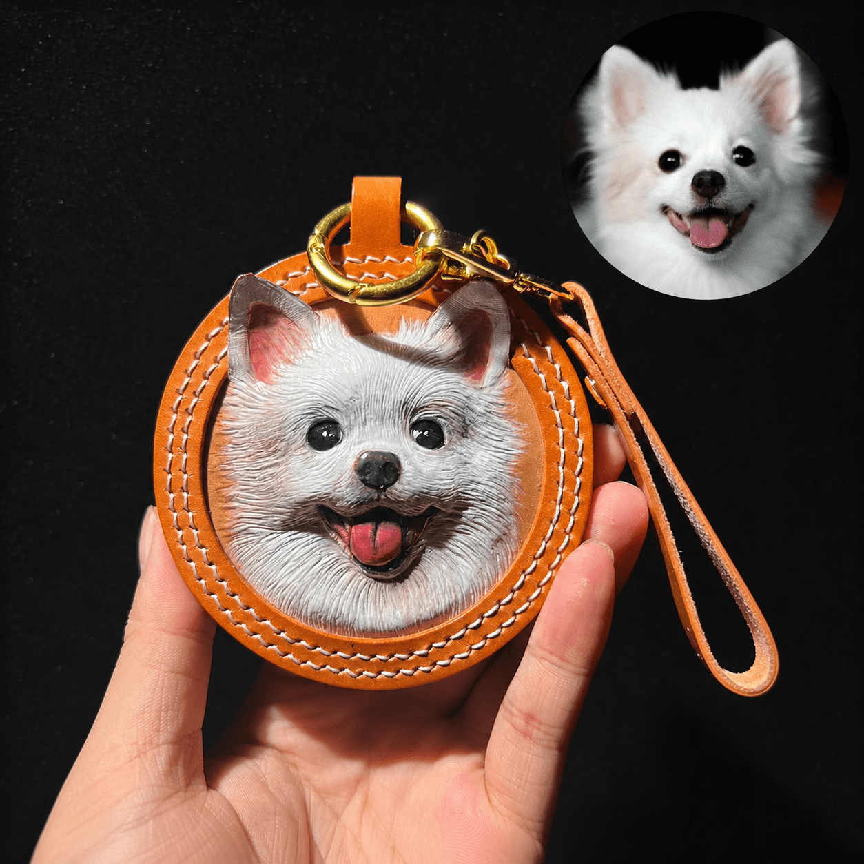 Custom Pet Portrait Leather Keychain – Memorial Gift - Image 7