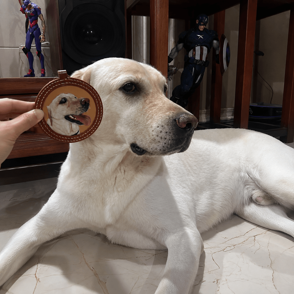 Custom Pet Portrait Leather Keychain – Memorial Gift - Image 2